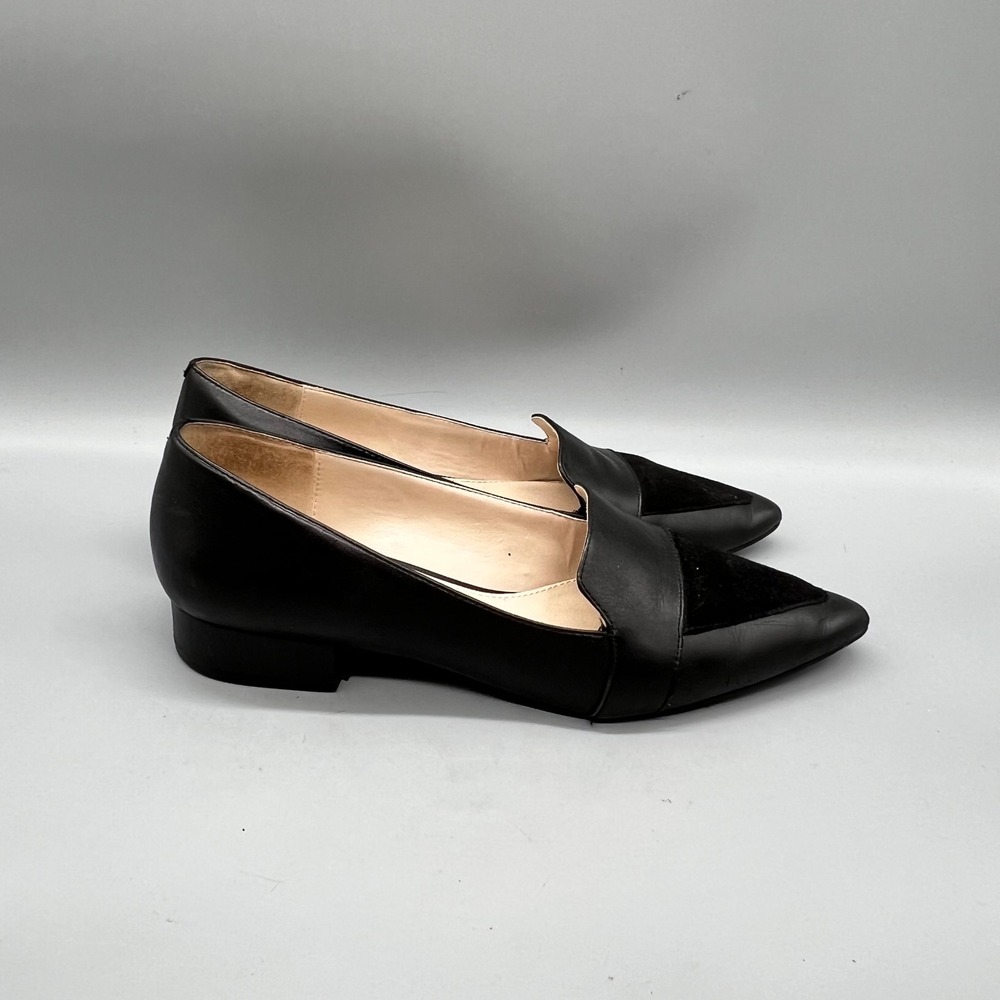 Cole Haan Flats Womens 7 Black Leather Suede Pointed Toe Slip On Loafers